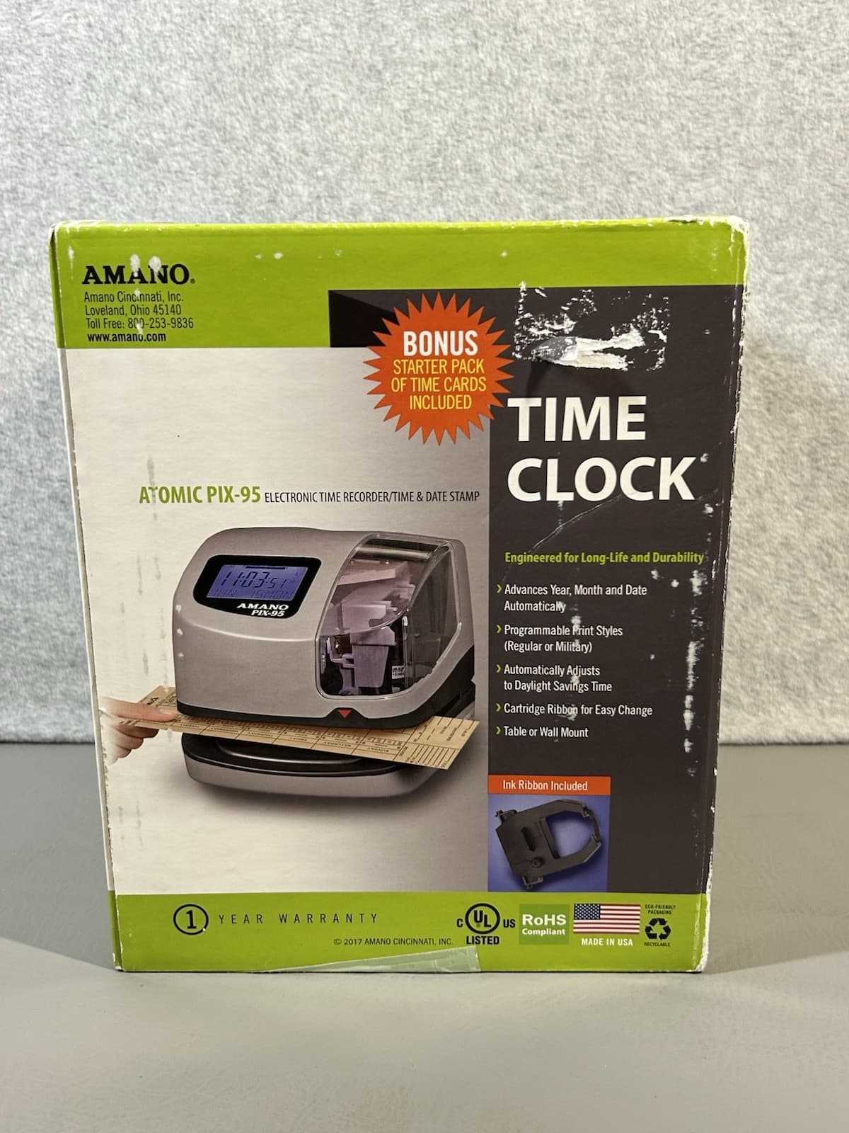AMANO Atomic PIX-95 Time Clock Recorder New in Sealed Box 2