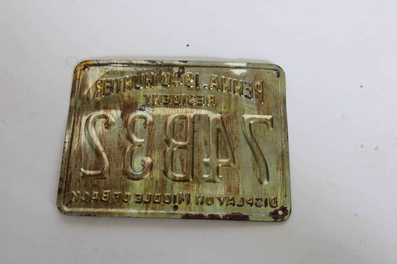 Vintage 1940 Pennsylvania Tin Hunting License 5