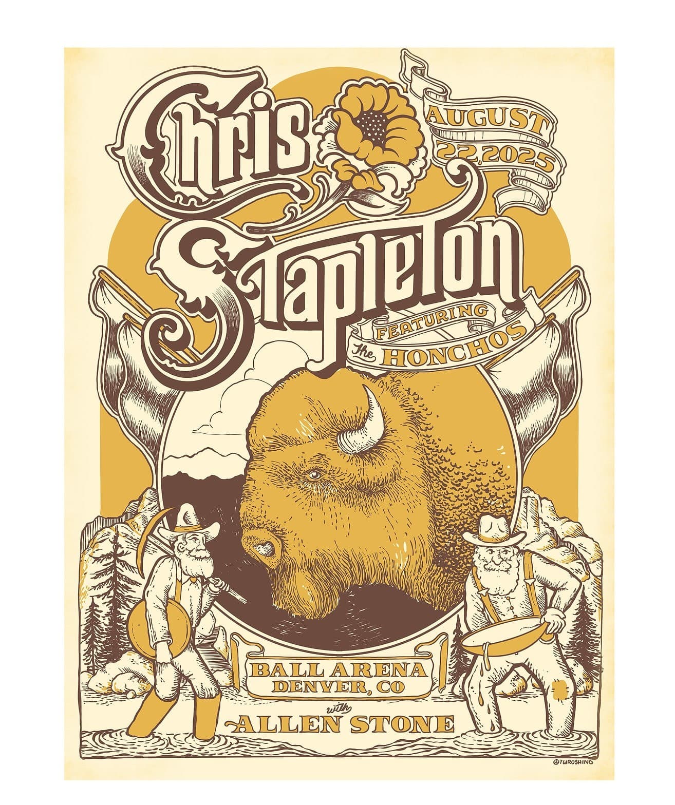 AUTHENTIC Chris Stapleton AP Poster Pepsi Denver CO August 22nd N1 2025 S/N #/25 6