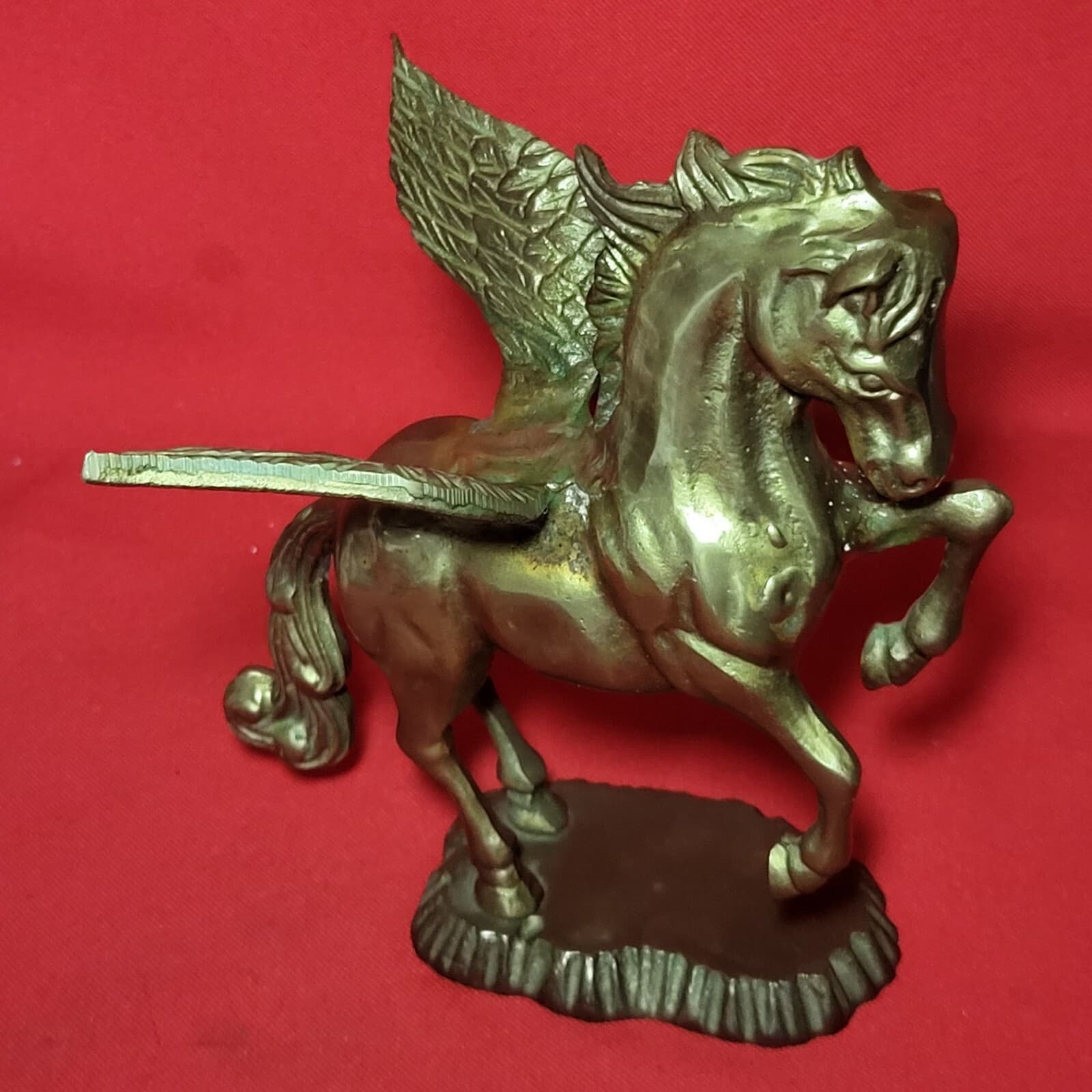 VTG Solid Brass Pegasus Statue Flying Winged Mythical Horse Flowing Mane Fantasy 5