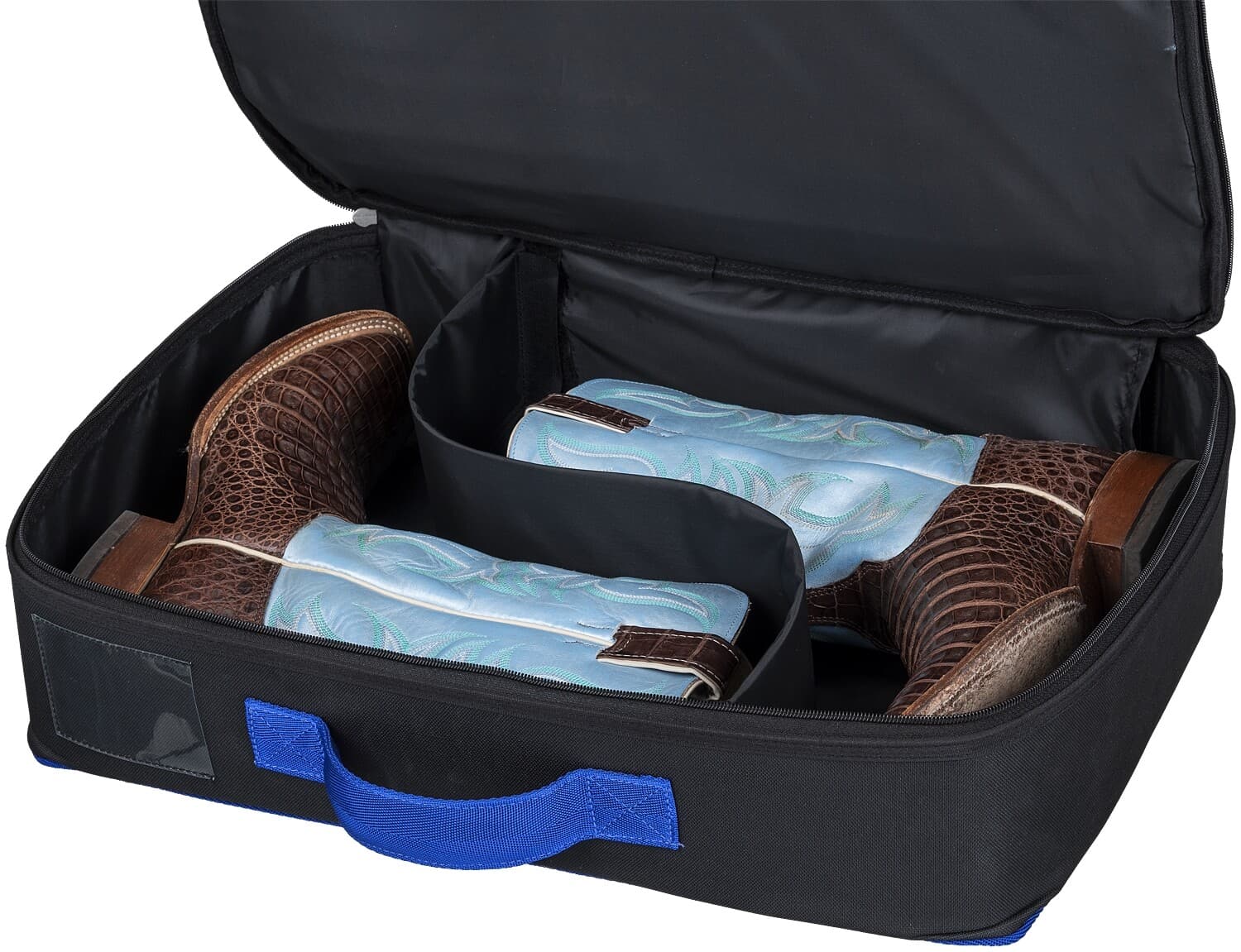 Stackable Protective Boot Case - Black with Blue or Purple Binding 5