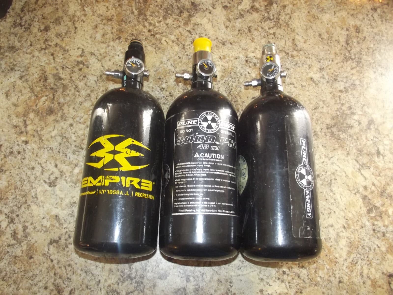 Lot 7 Vintage Paintball Gun CO2 Cylinder Tanks Empty 3000psi Stryker Pure Energy 2