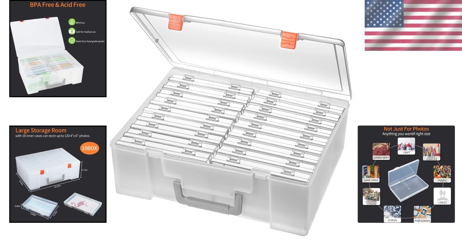 Clear Photo Storage Box - 18 Acid-Free Organizers for Stunning Displays 2