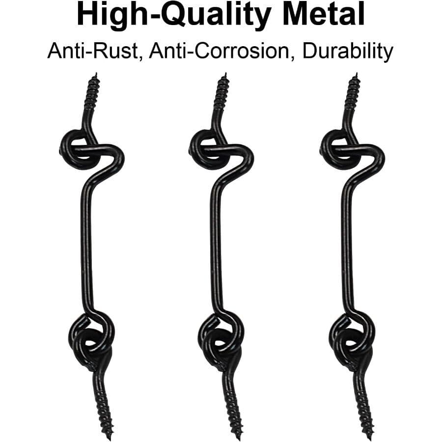 2.5 Inch Cabin Hook and Eye Latch Lock Black Gate Door Swivel Window Door Hook C 4