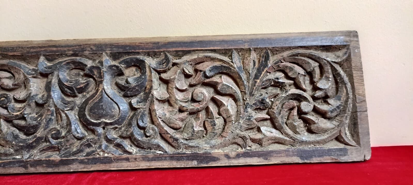 Hand Carved Teakwood Floral Plaque Pillar Door Window Antique Vintage Wall Panel 5