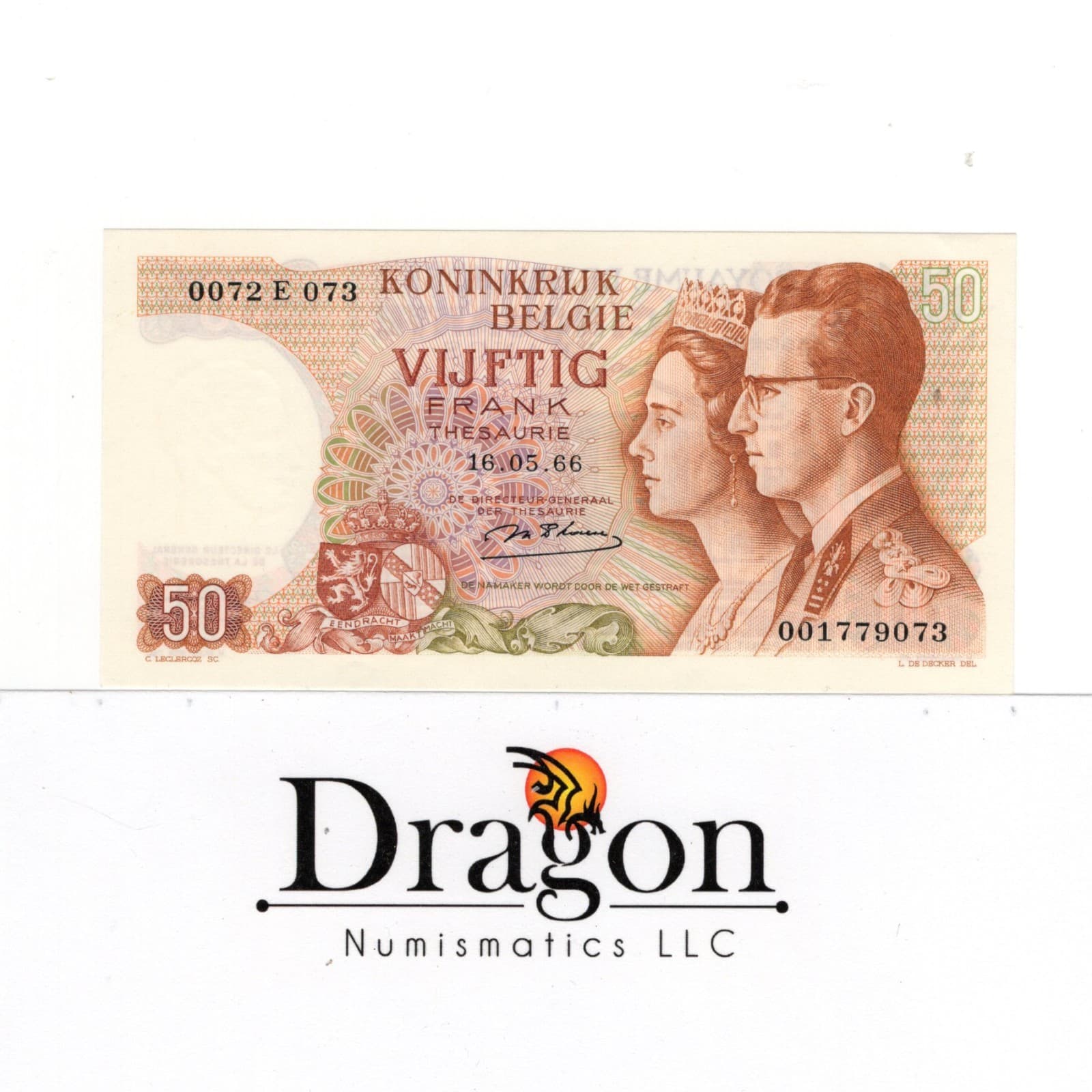 Belgium 50 Francs 1966 Baudouin I P# 139 World Banknotes UNC