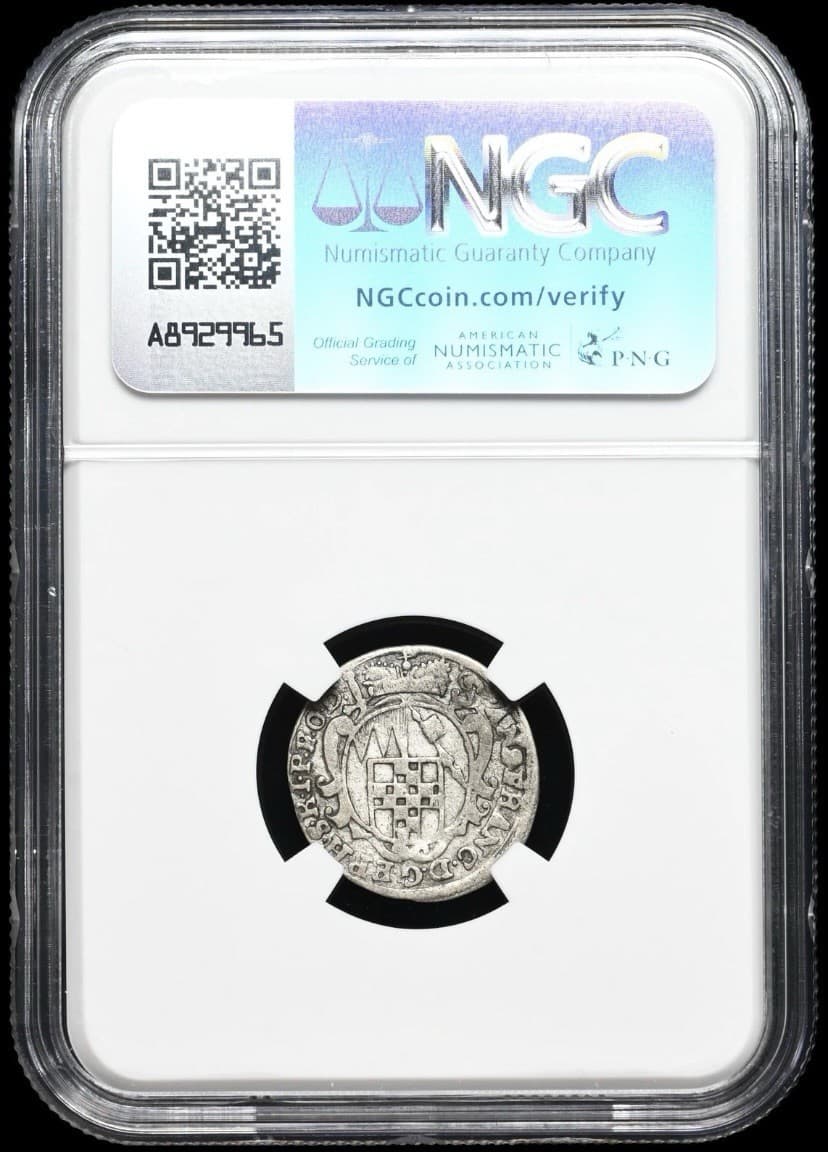 GERMANY 1747 AD Wurzburg. Silver Schilling 1S Medieval Bishop Rare Coin NGC VF30 4