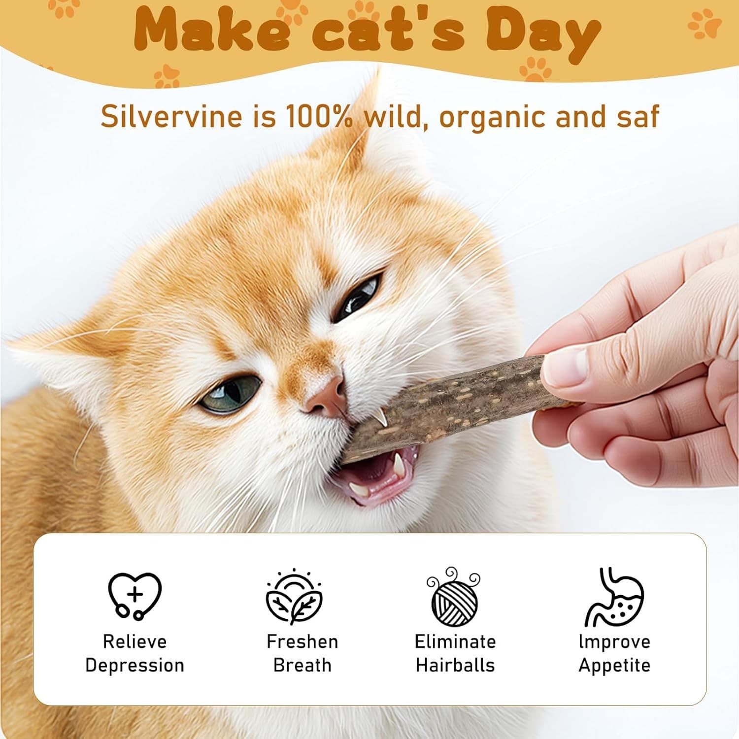Silvervine Sticks for Cats, Natural Catnip Matatabi Chew 12 Count, Brown  3