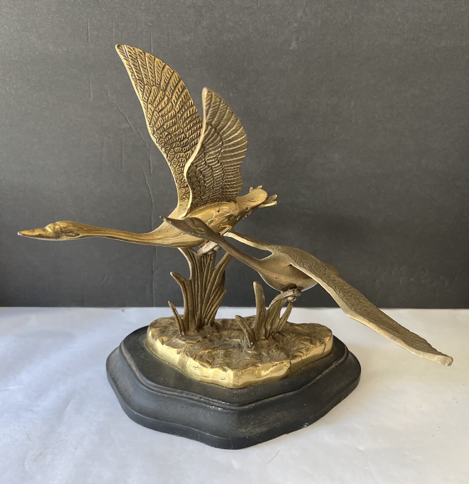 Brass Flying Geese Goose Sculpture Figurine Figure