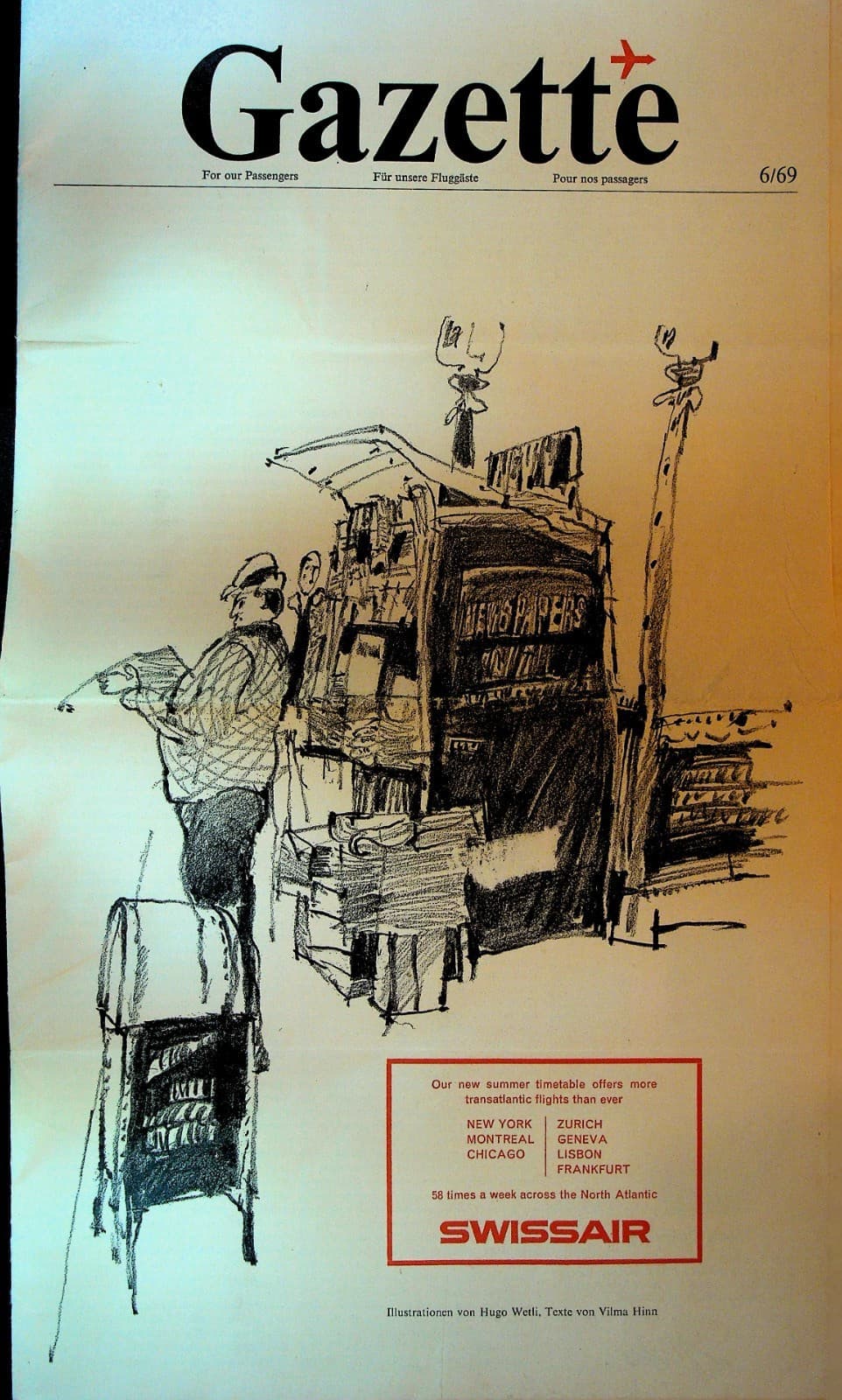 Swiss Air Gazette For Passengers June 1969 Moon Landing Swissair