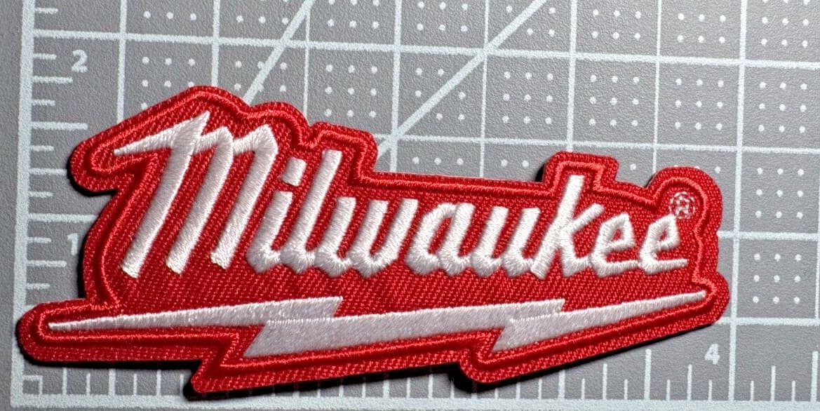 Milwaukee Tools Red 4in Embroidered Iron-on Patch 2