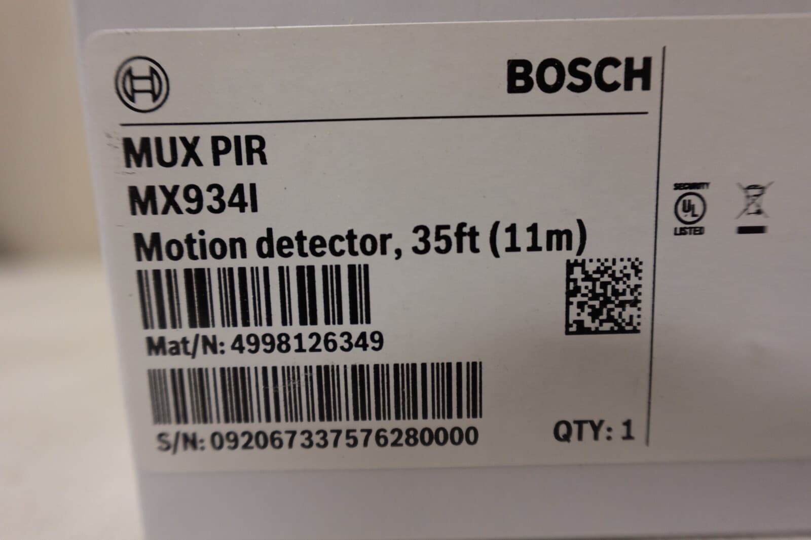 Bosch MUX PIR MX934I Motion Detector - Factory Sealed NOS 2