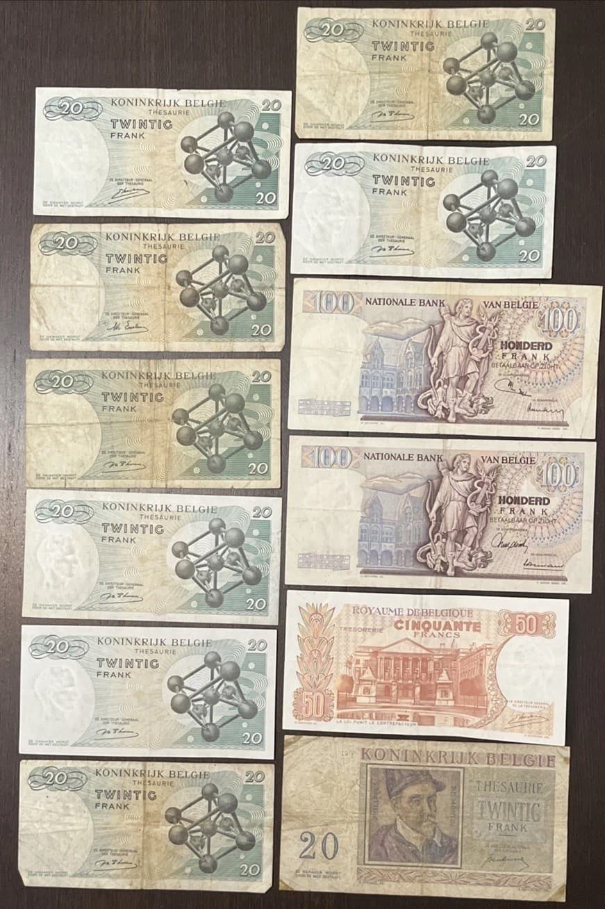 BELGIUM 1966 50 Frank, 1950 1964 20 Francs, 1966 100 Francs 12 Banknotes 2
