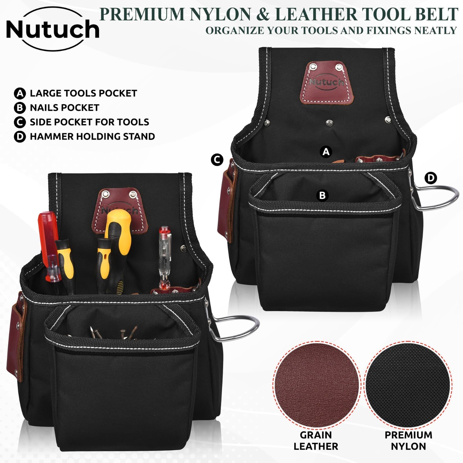 NUTUCH Nylon and Leather Tool Belt  | Carpenter Tool Belts | Electrician 4