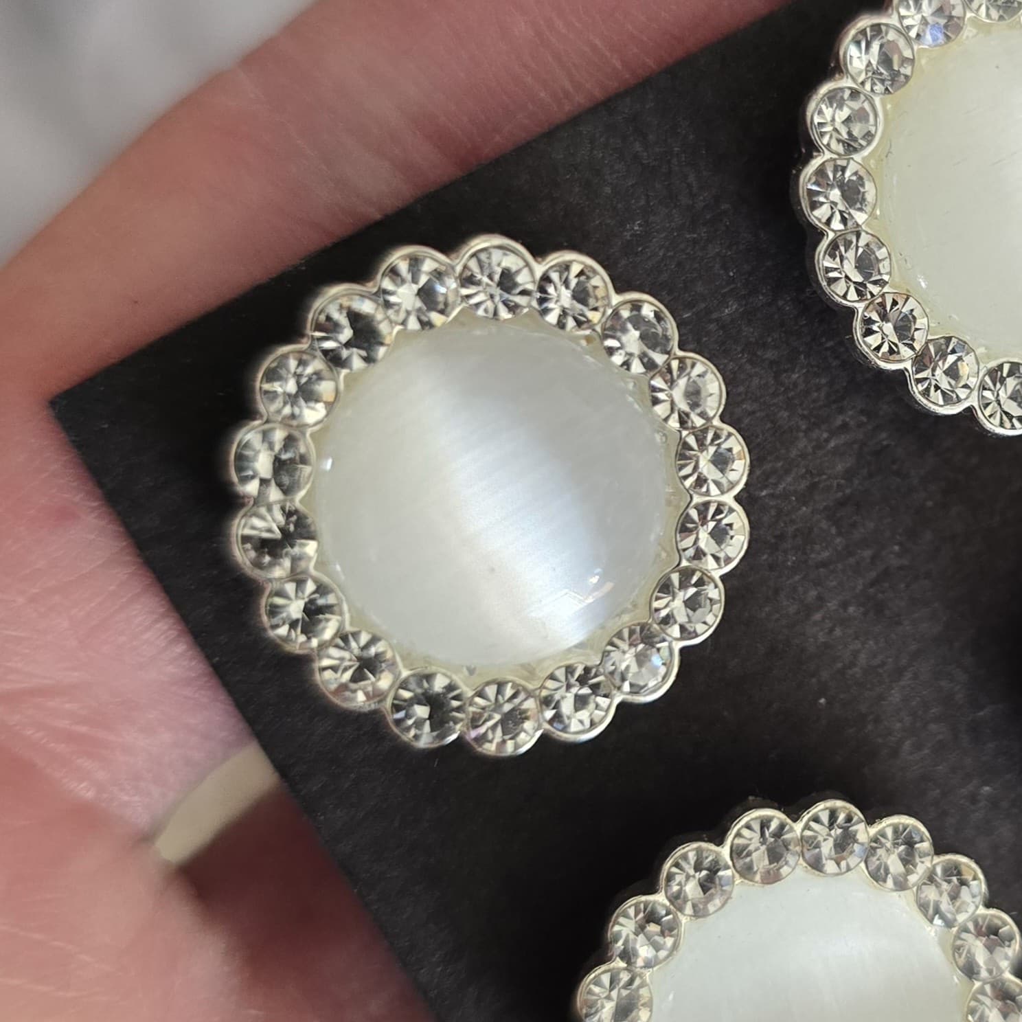 4 White Glass Magnetic Pins . Horse Show Saddleseat Western.  Sash, Dress Magnet 5