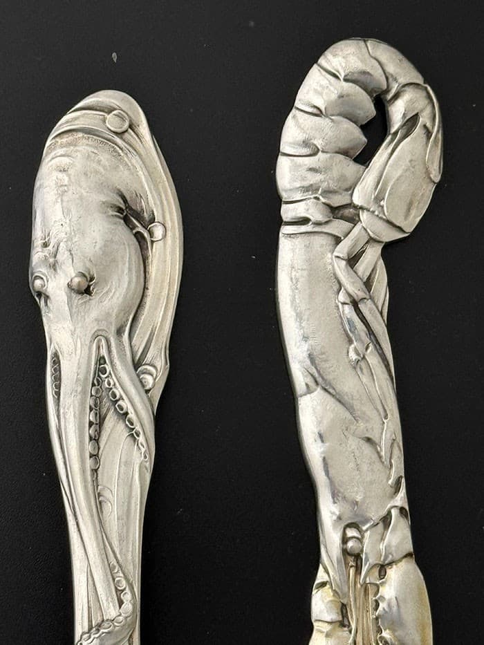 German 800 Silver 26 Piece Fish Set Lobsters Octopus Bruckman & Sohne 2