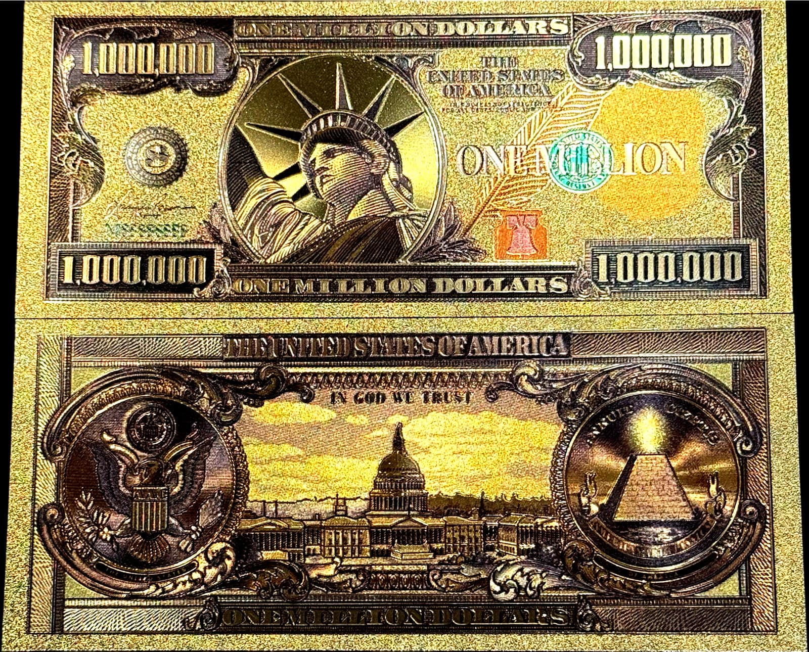 NEW STYLE 1 MILLION DOLLAR STATUE OF LIBERTY US 24K GOLD BANKNOTE W COA 3