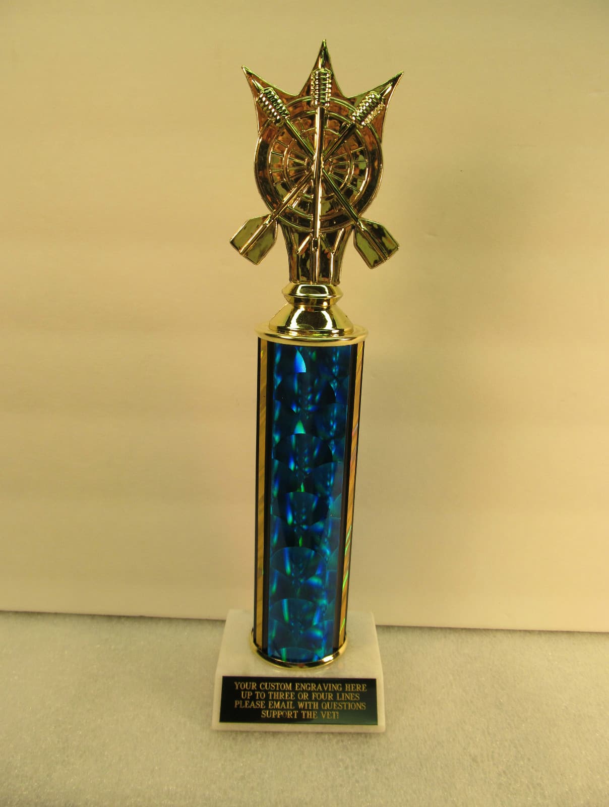 Dart Award Trophy 14" FREE Custom Engraving "SUPPORT THE VET"