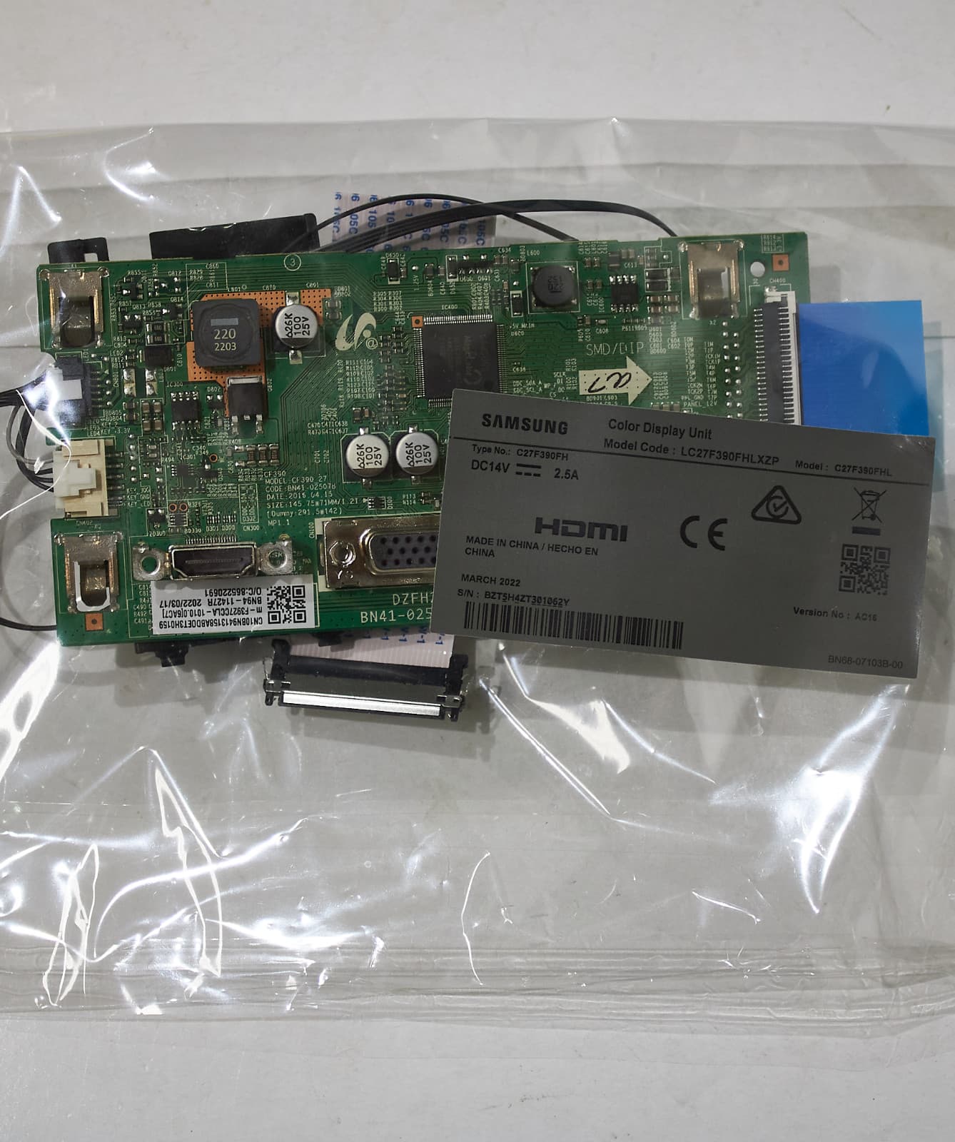 Samsung C27F390FH curve monitor logic main board LC27F390FHNXGO LC27F390FHLXZP 4