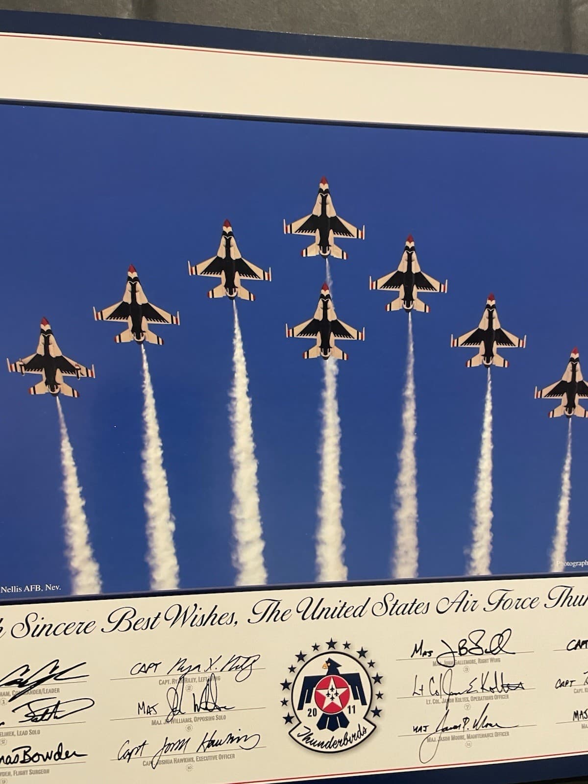 USAF Thunderbirds 2011 Team Print 8 F-16 Jet Formation Nellis AFB Airshow Legend 6