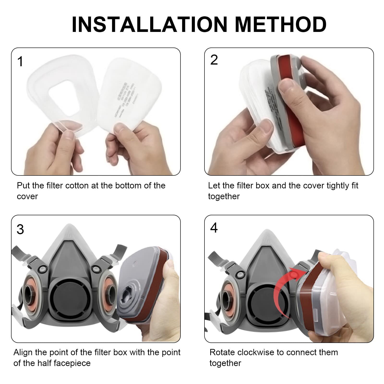 7in1 Half Face Gas Mask Facepiece Chemical Spray Painting Safety 6200 Respirator 4