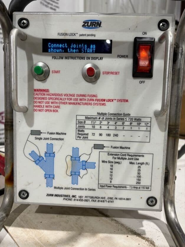 Zurn Fusion Lock Z9 Pipe Fusion Welder