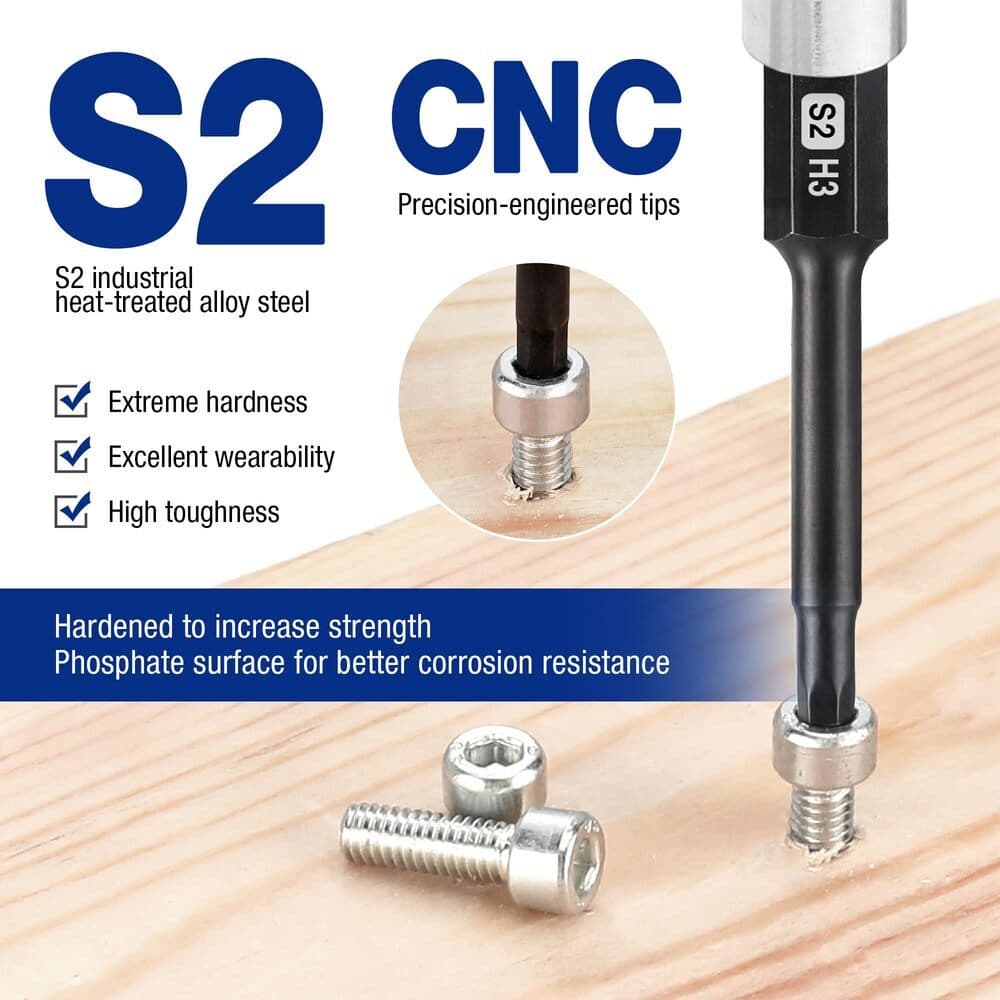 WORKPRO 20PC Magnetic Hex Head Allen Wrench Drill Bit Set Metric SAE Hex Bit Set 4