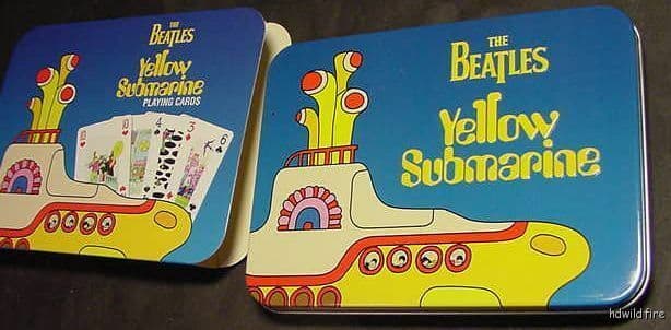 THE BEATLES YELLOW SUBMARINE BELGIUM PLAYING CARDS TIN 2004 John Lennon gold art 3