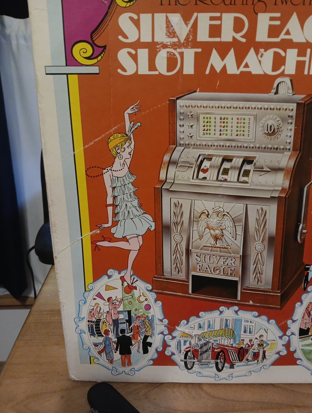 VTG 1977 Roaring Twenties Silver Eagle Slot Machine Bank Cleaned TESTED SEE DESC 3