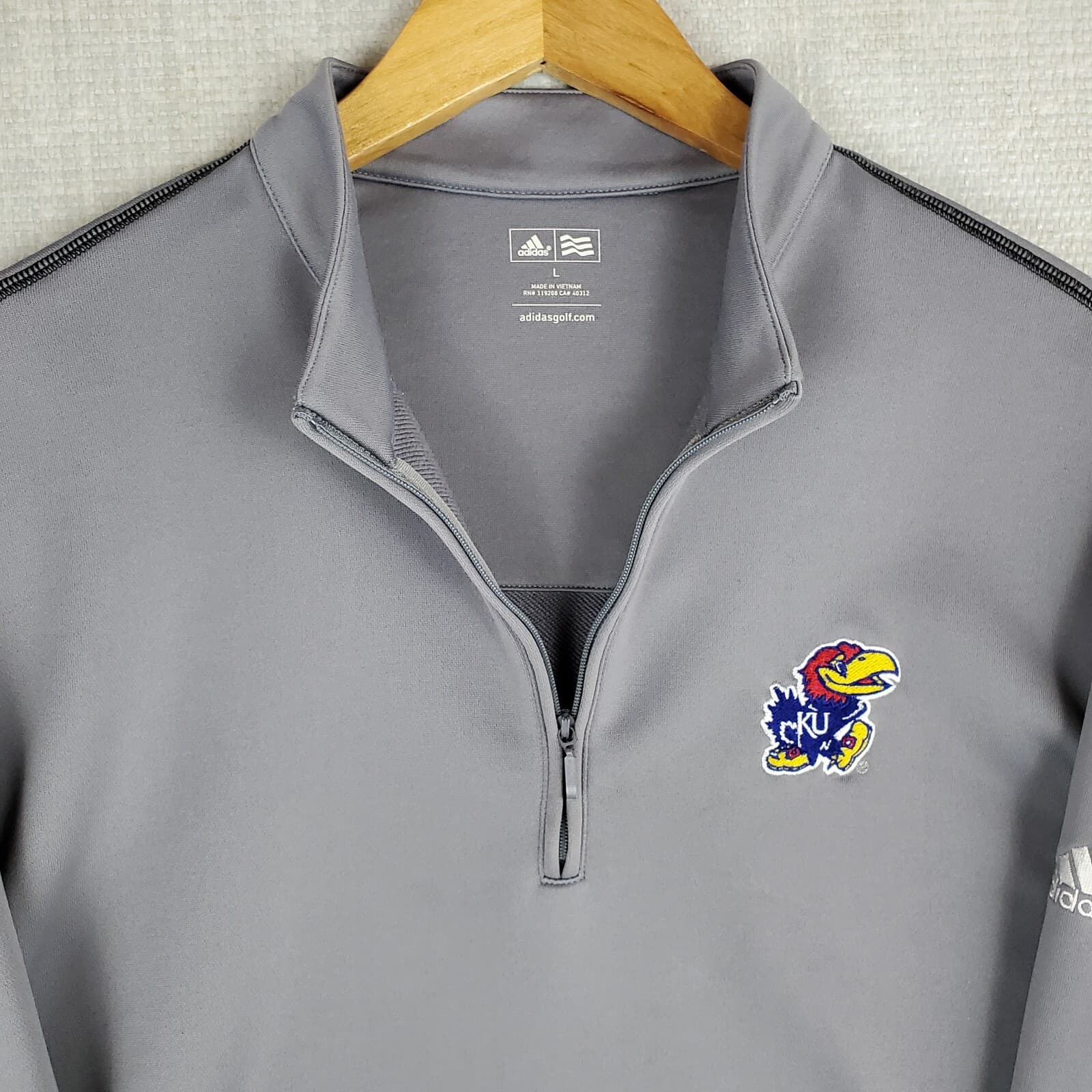 ADIDAS GOLF x KANSAS Size Large 1/4 Zip Performance Pullover Windbreaker Shirt 2