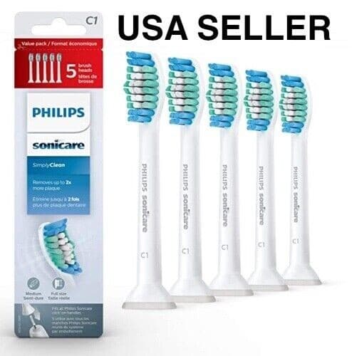 5 pcs Genuine C1 Simply Clean Replacement Toothbrush Brush Heads HX6015/03