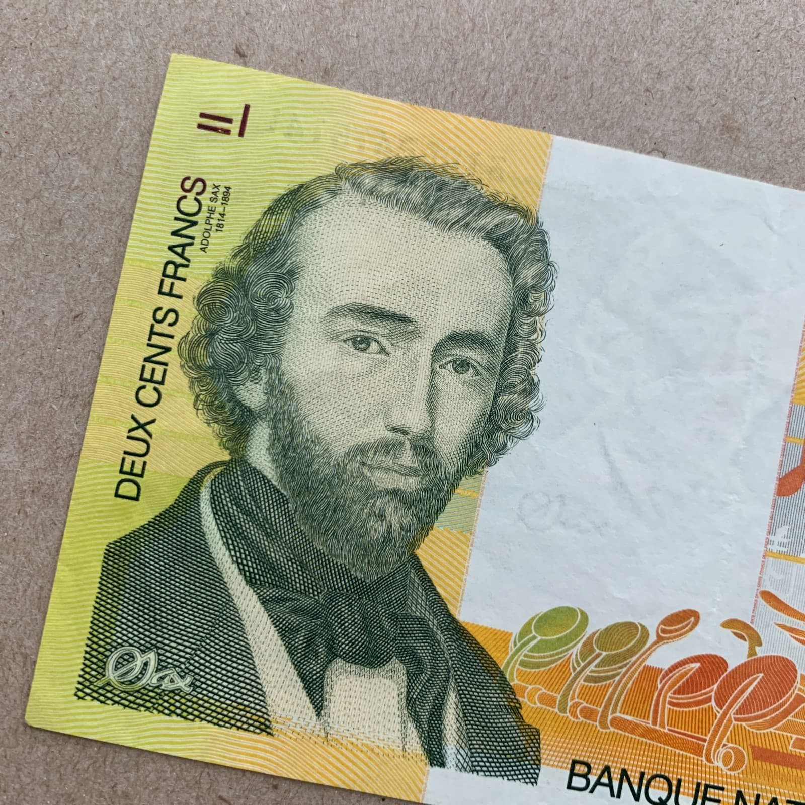 SAXOPHONE BELGIUM 200 FRANCS Banknote 1995 Sax Pre EURO WORLD Currency MONEY 3