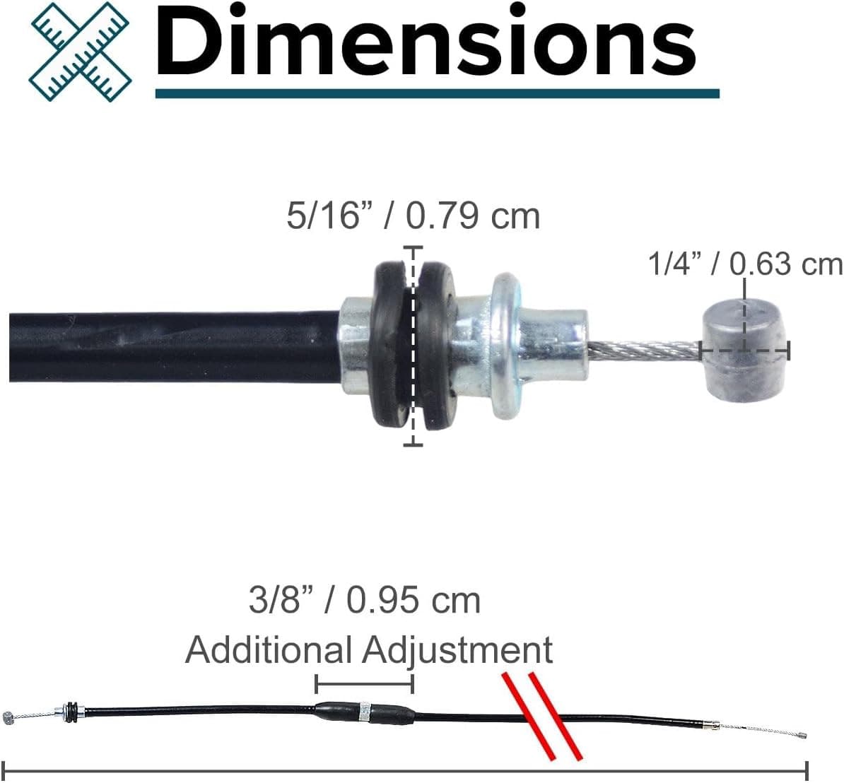 34" Walker Brake Cable Replacement - for Most Mobility Rollators, Transport Chai 3