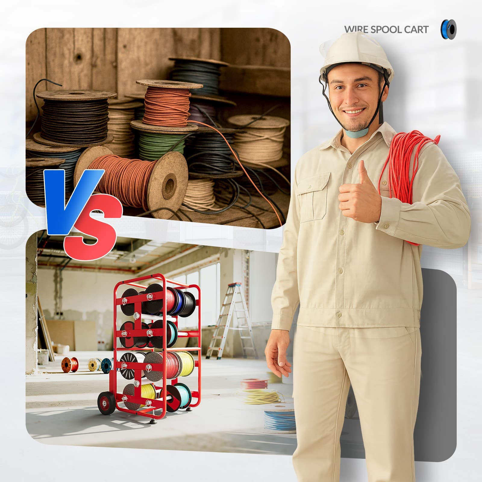 Transportable Multiple Axle Cable Caddy Wire Spool Cart For Workplace Efficiency 5