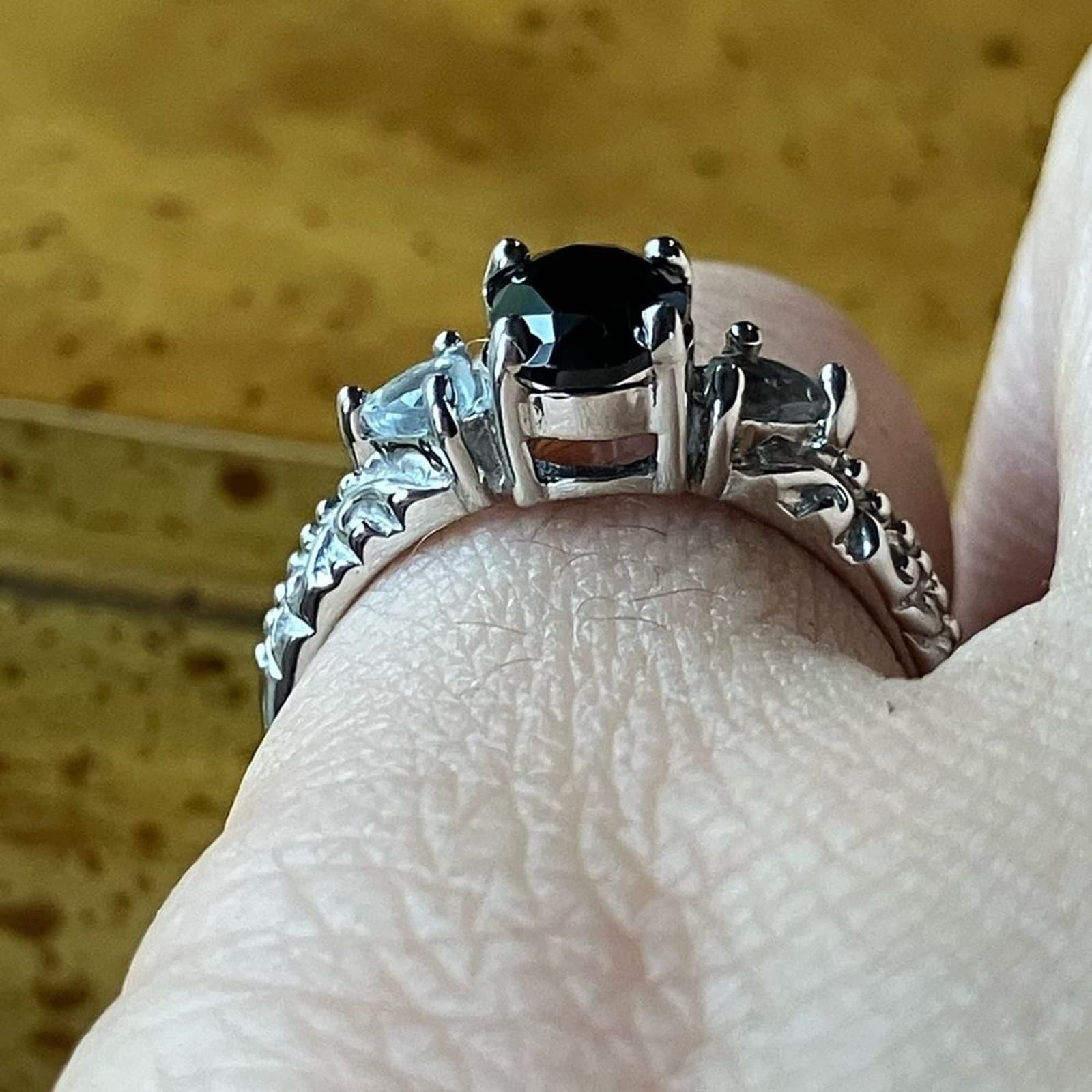 Natural Black Spinel Topaz Sterling Silver Ring Size 5 2