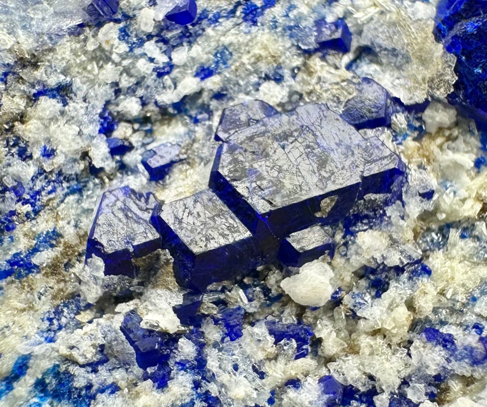 240 Gr. Full Terminated Rare Top Blue Hauyne Crystals Cluster On Matrix @Afg 4
