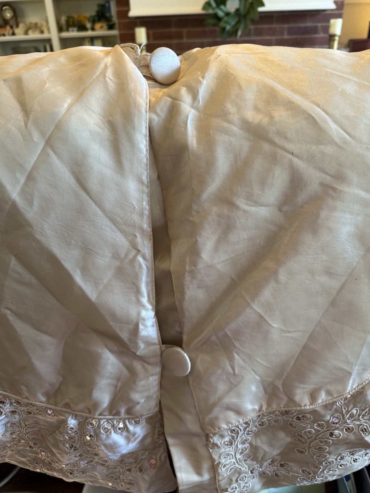 Vintage Ivory Gold Embroidered Sequin Tree Skirt 54” Stratford Home Accents 6