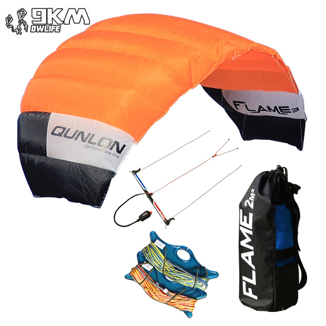 3sqm Professional 4 Line Power Kite Traction Kite Dyneema Lines & Control Handle