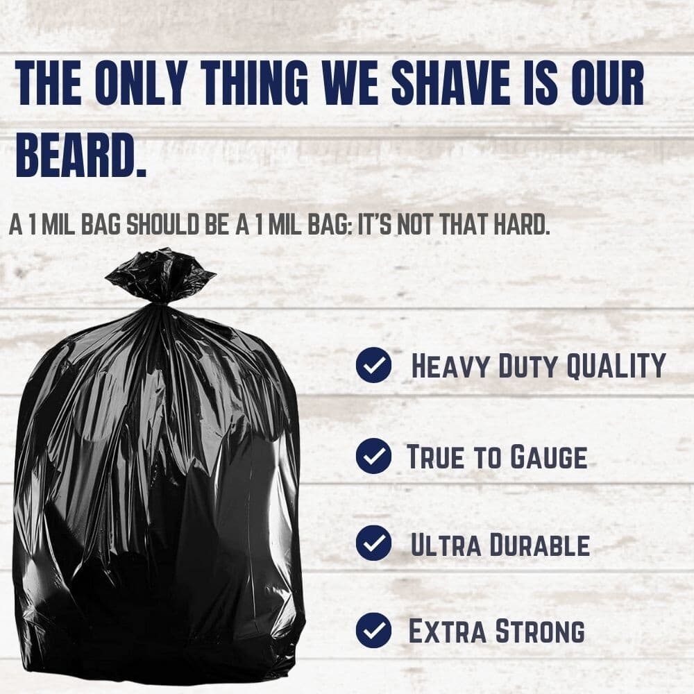 Plasticplace 32-33 Gallon Trash Bags - Black, Case of 100 Garbage Bags 3