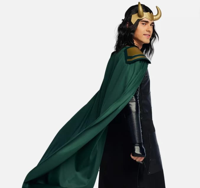 Disney Store LOKI COSTUME CAPE CROWN Set Adults OONE SIZE Halloween Cosplay NEW! 5