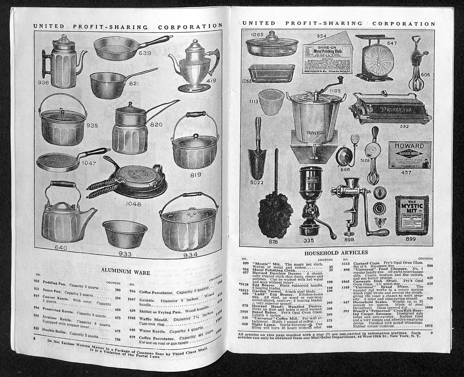 1923 United Profit Sharing Catalog Dry Goods Jewelry Clothing 40pp Scarce 4