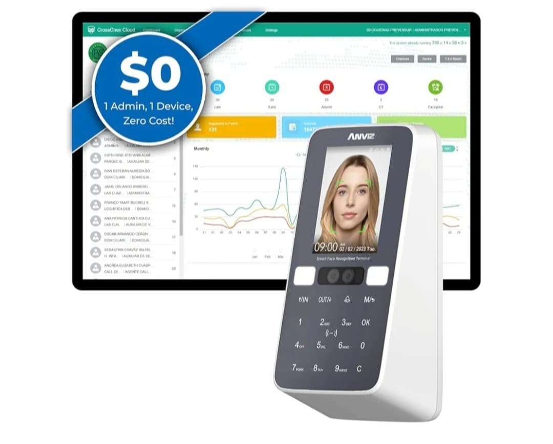 Anviz CX5 Smart Face Recognition Terminal Biometric Employee Time Attendance New 3