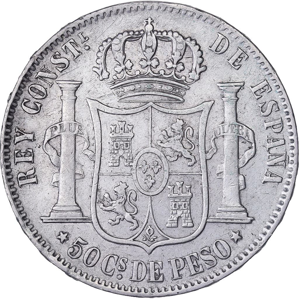 [#1507320] Philippines, Alfonso XII, 50 Centimos, 1885, Manila, Silver, AU 2