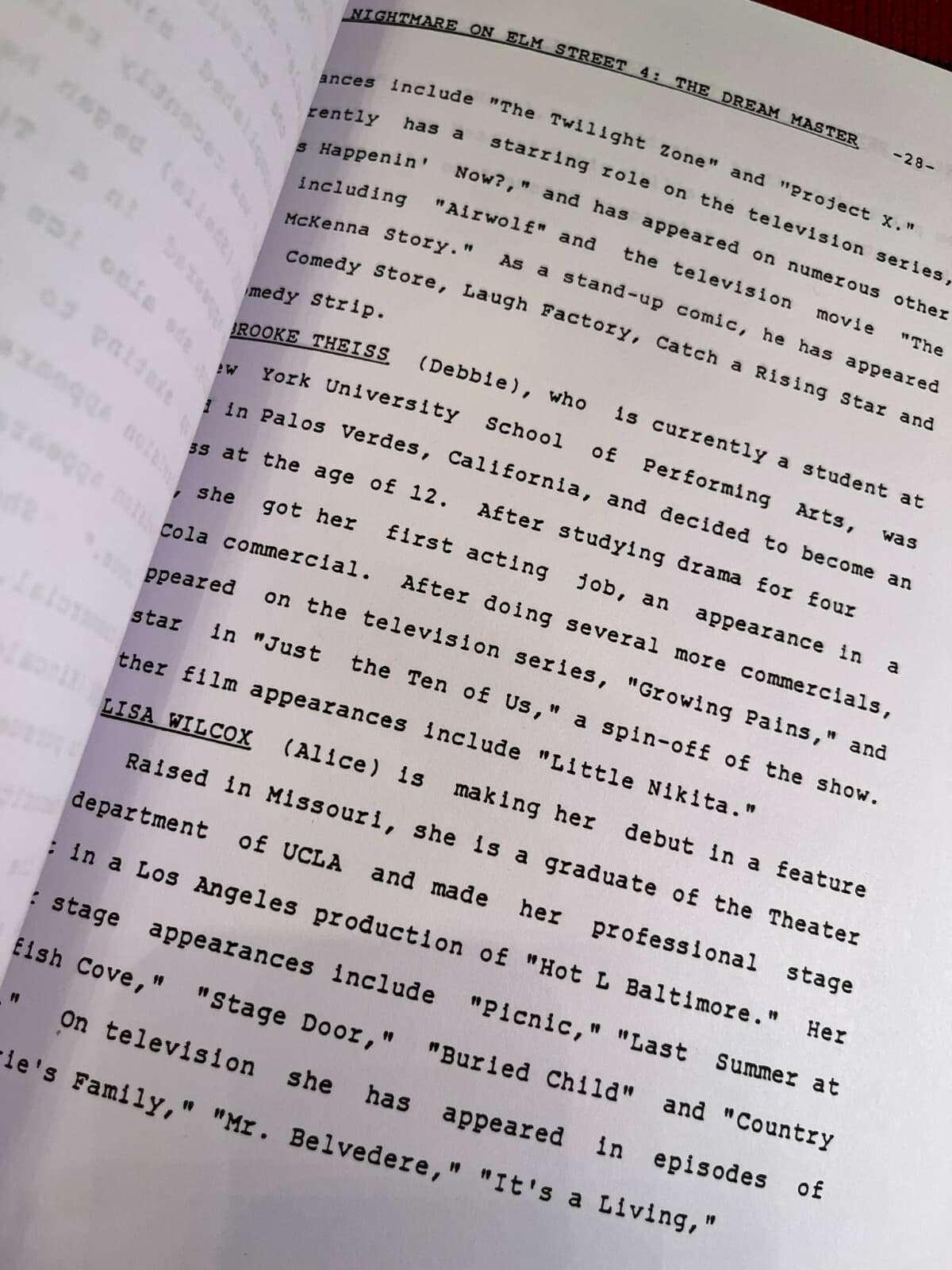 A Nightmare On Elm Street 4 Production Notes- Cast-Signed- Autograph Reprints 4