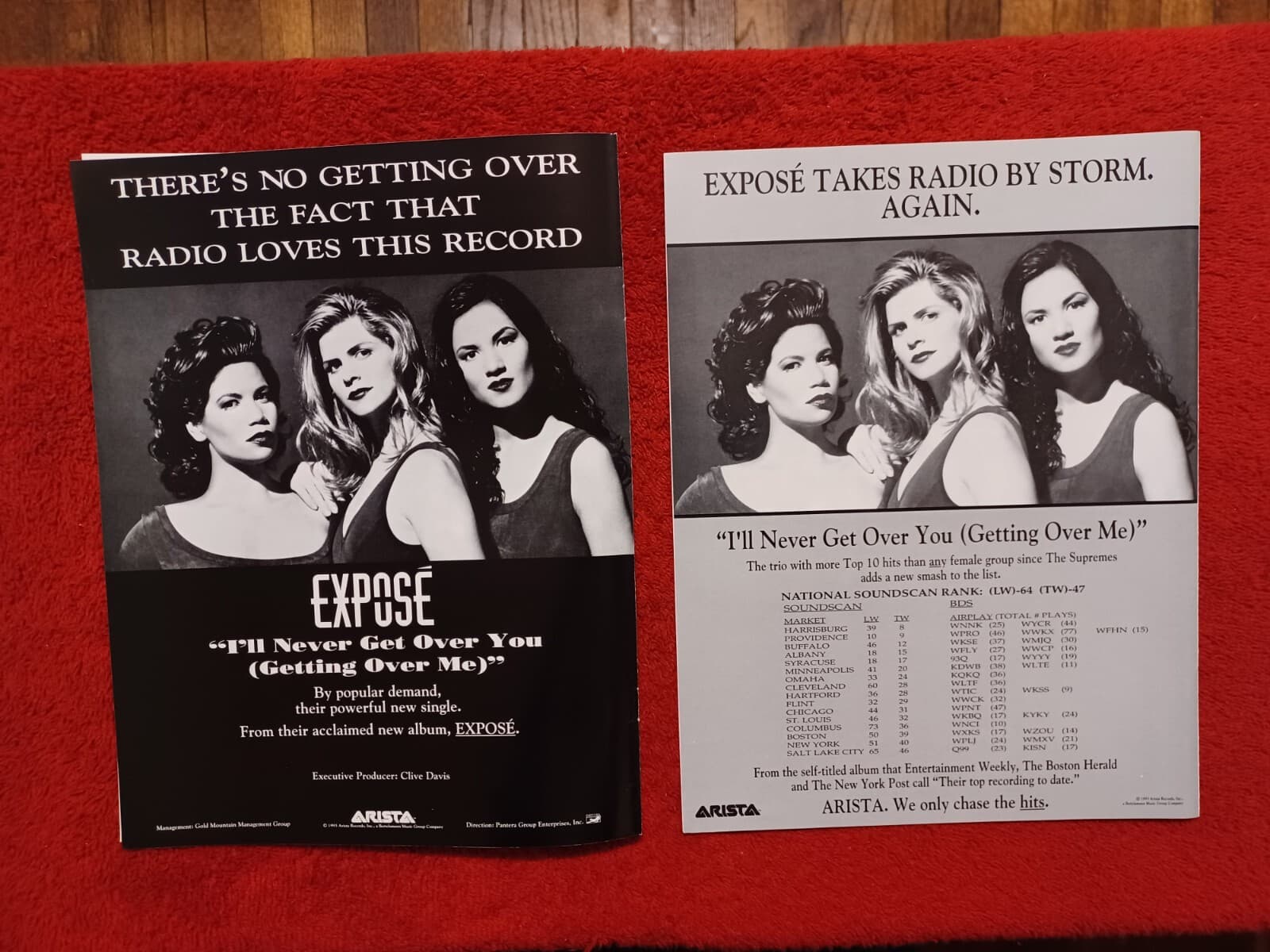 EXPOSE - 1993 US Two(2) Full-Page Ads 'I'll Never Get Over You' Single HITS Mag. 5