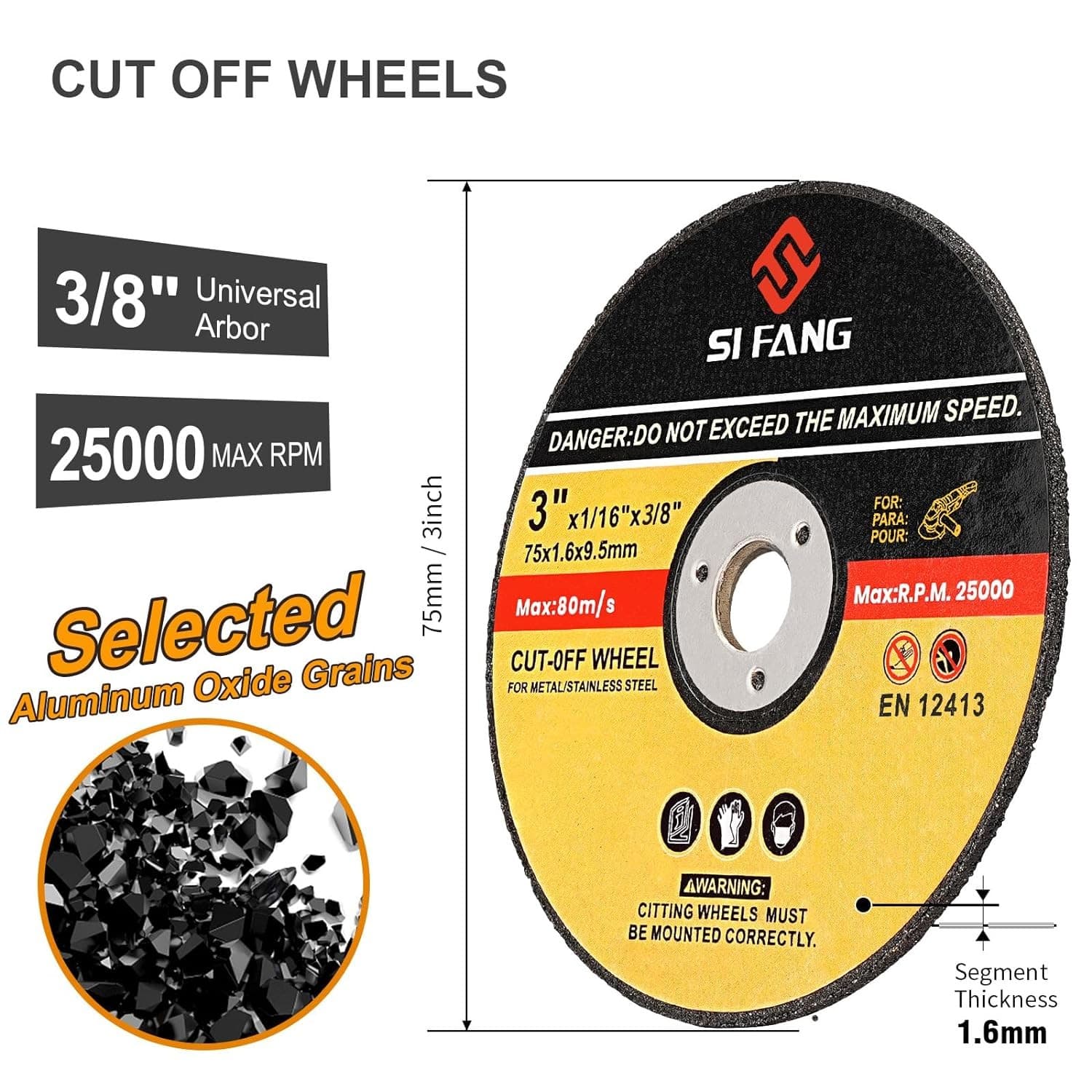 75mm Resin Cutting Discs 3" Ultra Thin Metal Cut Off Wheels for Angle Grinders 2