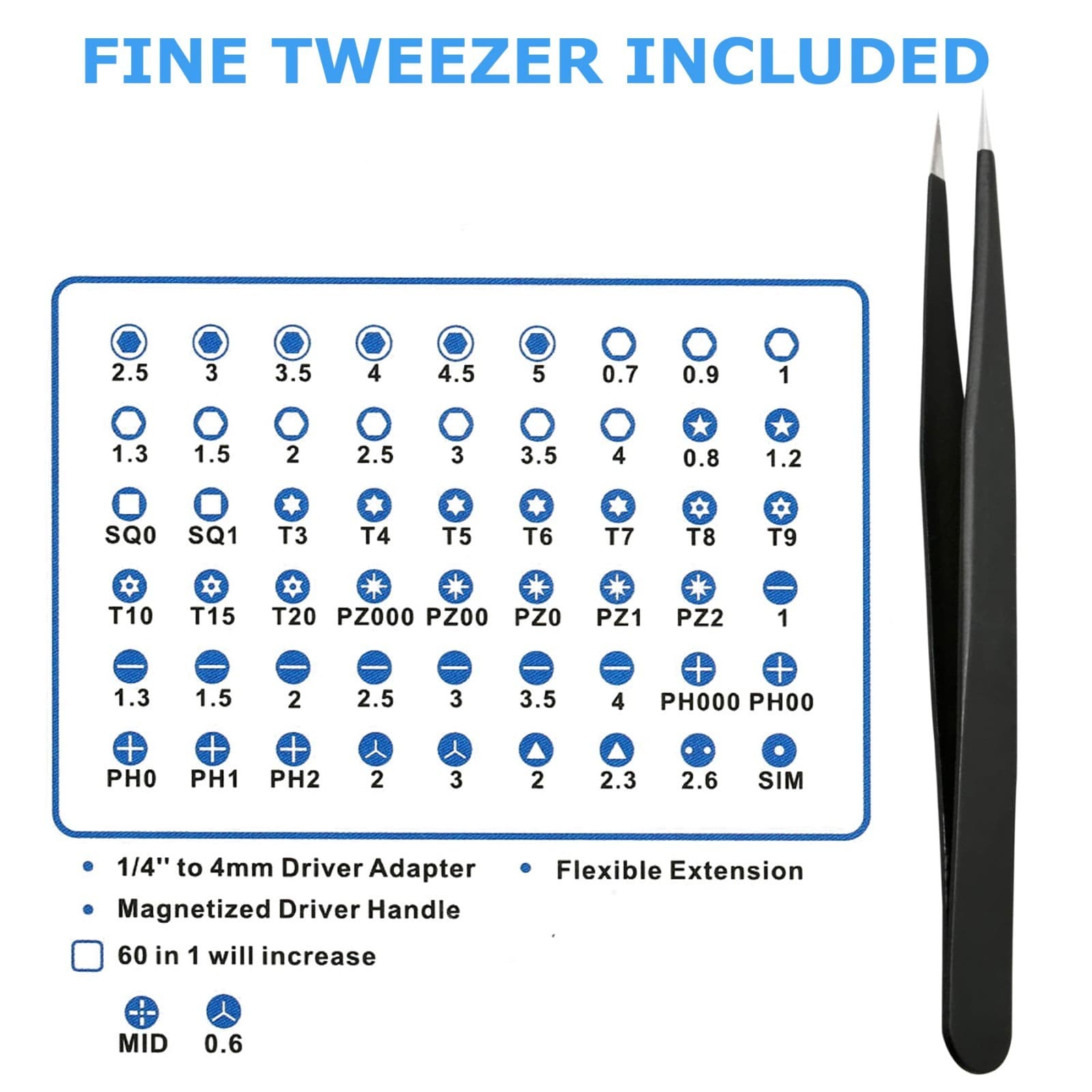 62 in 1 Magnetic Precision Screwdriver Set PC Phone Electronics Repair Tool Kit 4