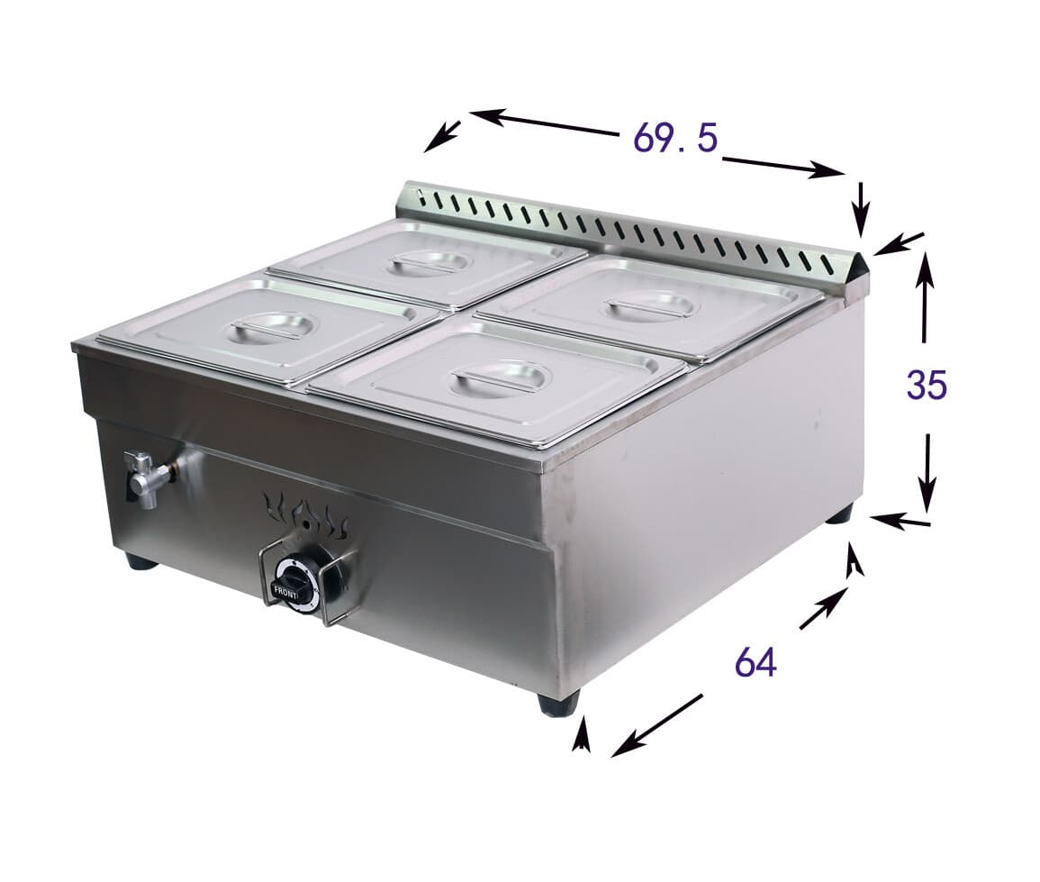 4-Pan Propane Gas Food Warmer Restaurant Tabletop Desktop Countertop Steam Table 2