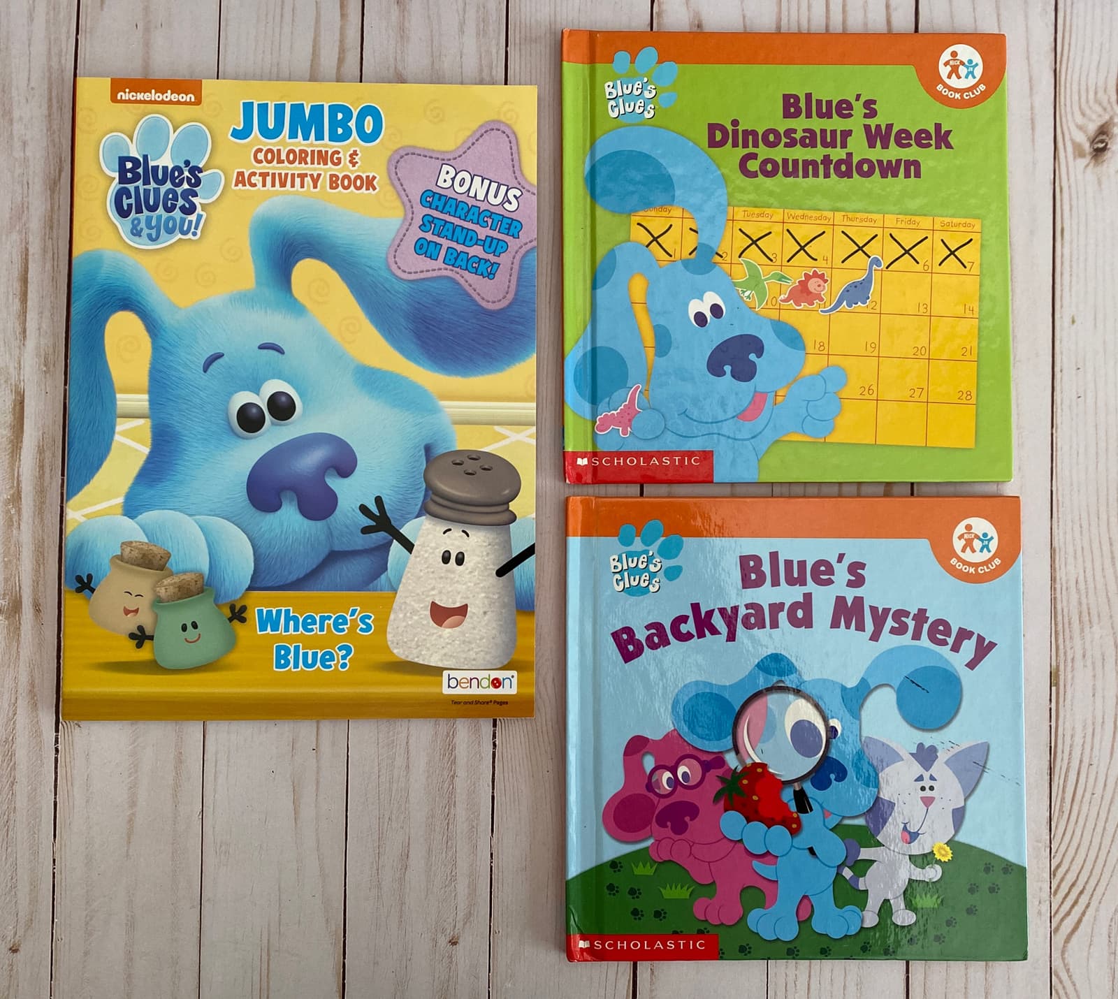 Blues Clues 3 Books Coloring Book + Dinosaur Week Countdown + Backyard Mystery