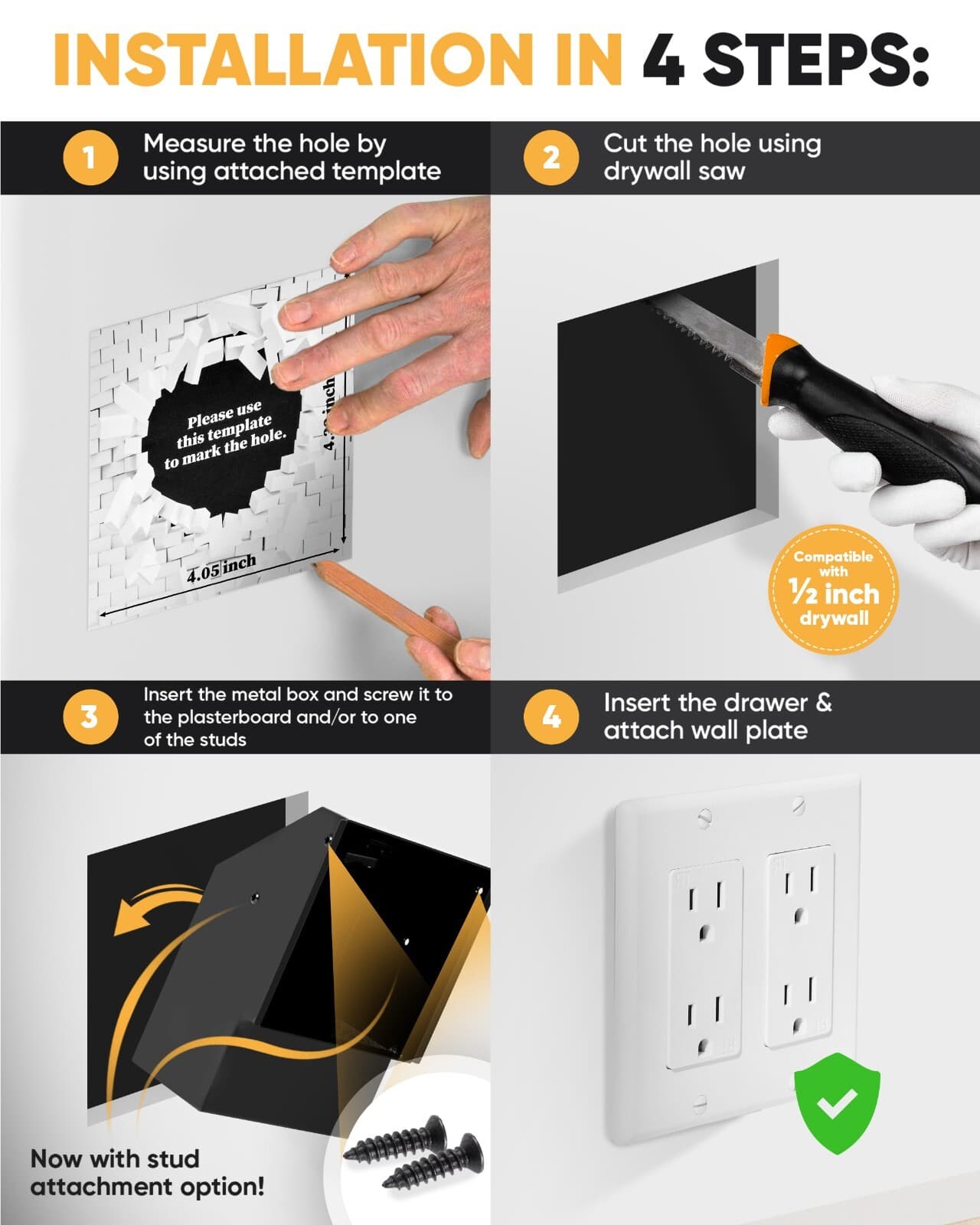 Hidden Wall Safe Outlet With Key Lock Electric Socket Covert Single Or Double 2